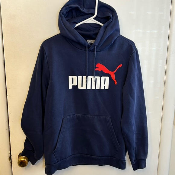 Puma Adult Hooded Sweatshirt Navy Size Small - Picture 1 of 4